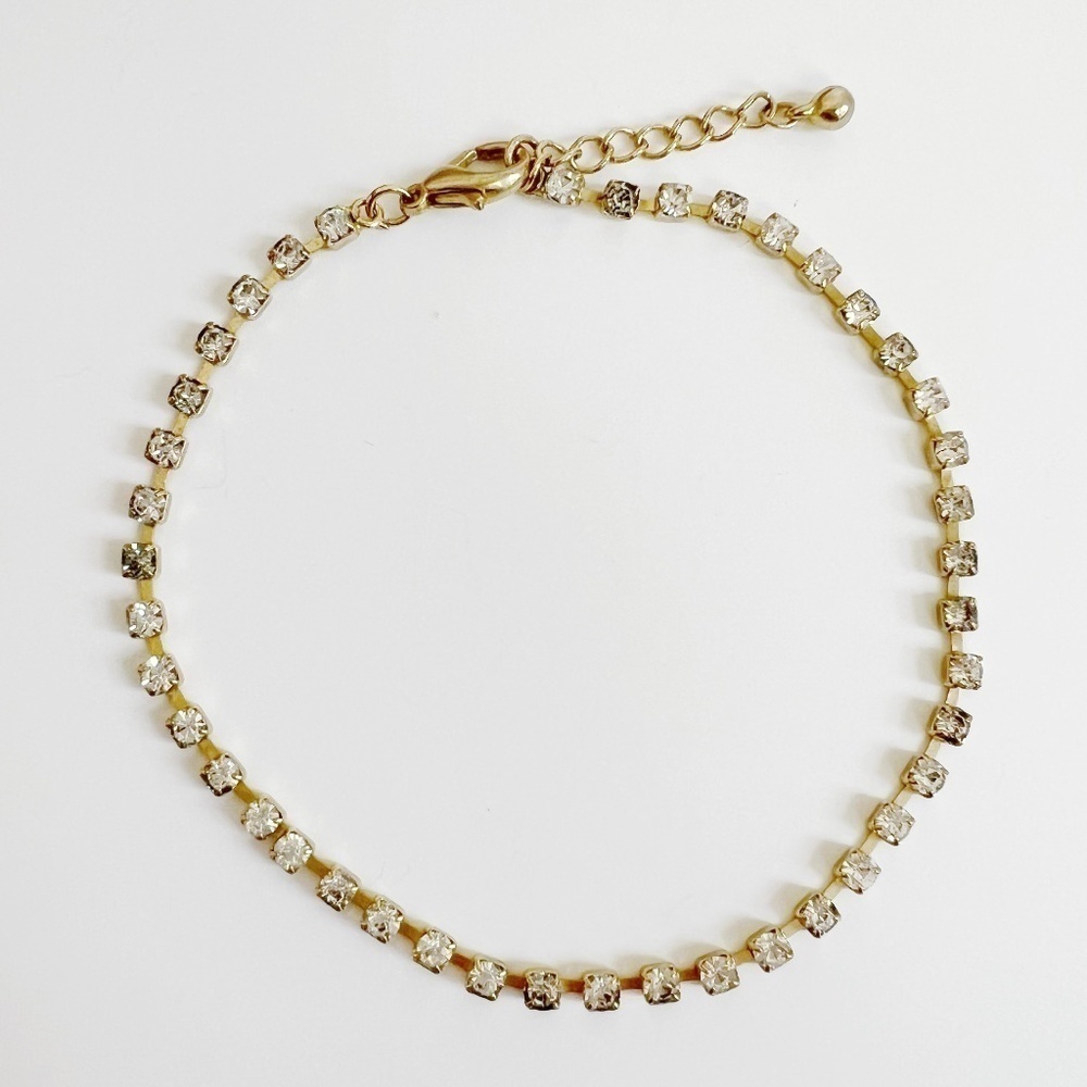 Womens Rhinestone Stunning Gold Tone Dainty‎ Classic Tennis Bracelet